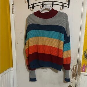 SHEIN Colorful Striped Crew Neck Sweater